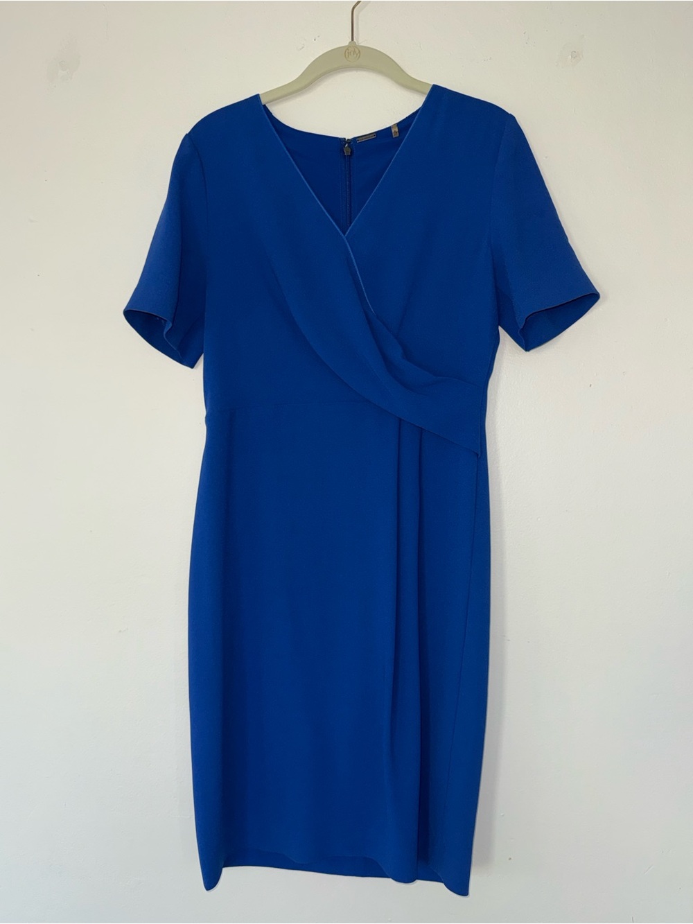 Elie Tahari Cobalt Blue Short Sleeve Wrap-Front Midi Dress